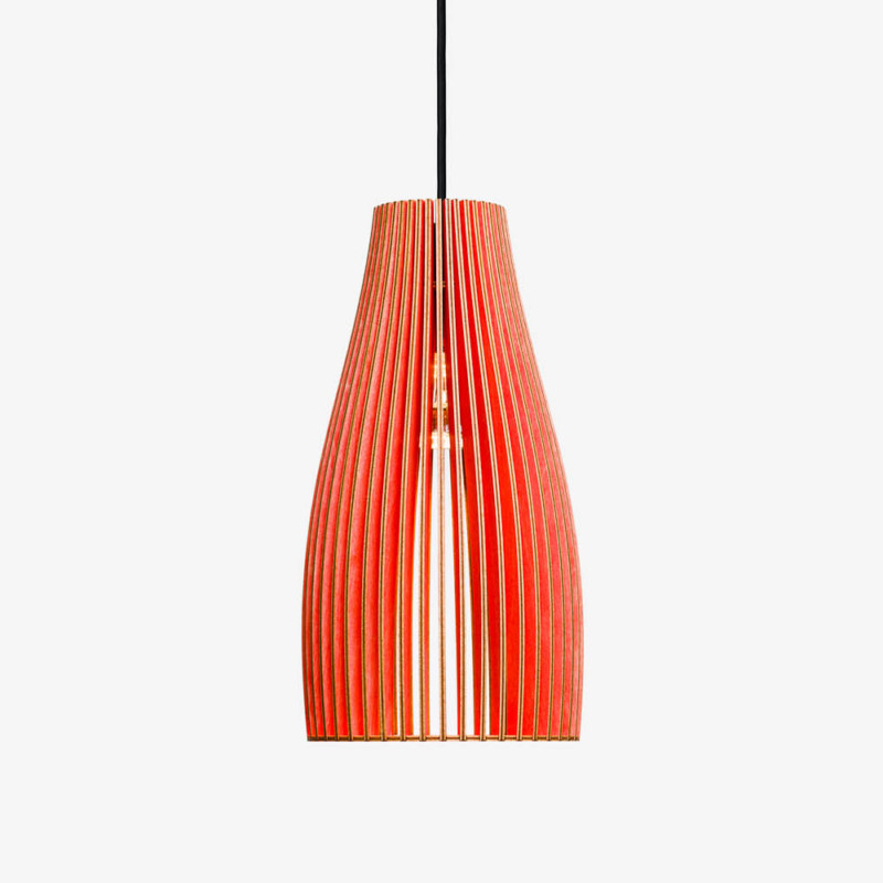 Holz Lampe ENA, rot Textilkabel schwarz
