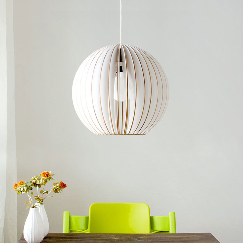 wood pendant light, wood lamp AION white