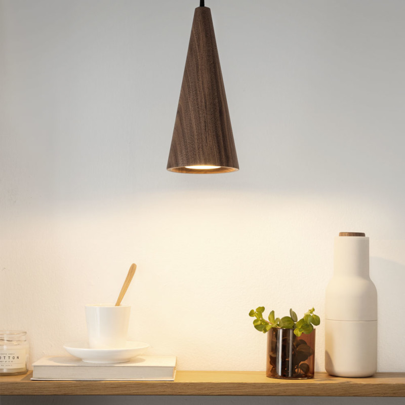 LED-pendant-light-CONE-walnut-wood